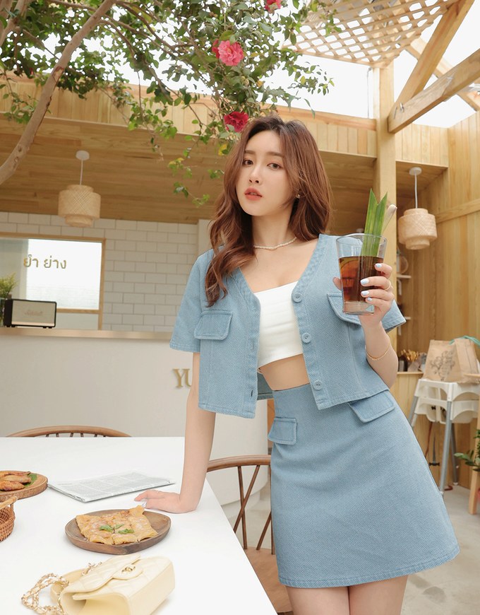 High Waisted Denim Jeans Skirt