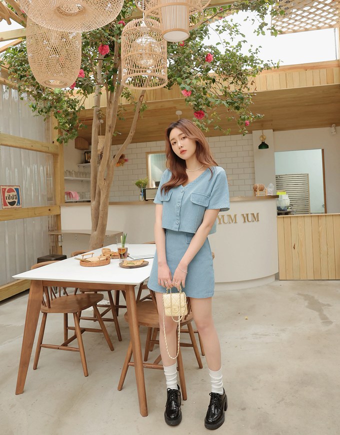 High Waisted Denim Jeans Skirt