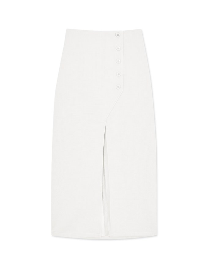 Side Buttoned Slit Maxi Skirt