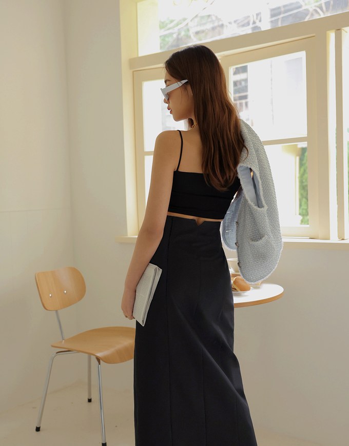 High Natural Waistline Maxi Skirt