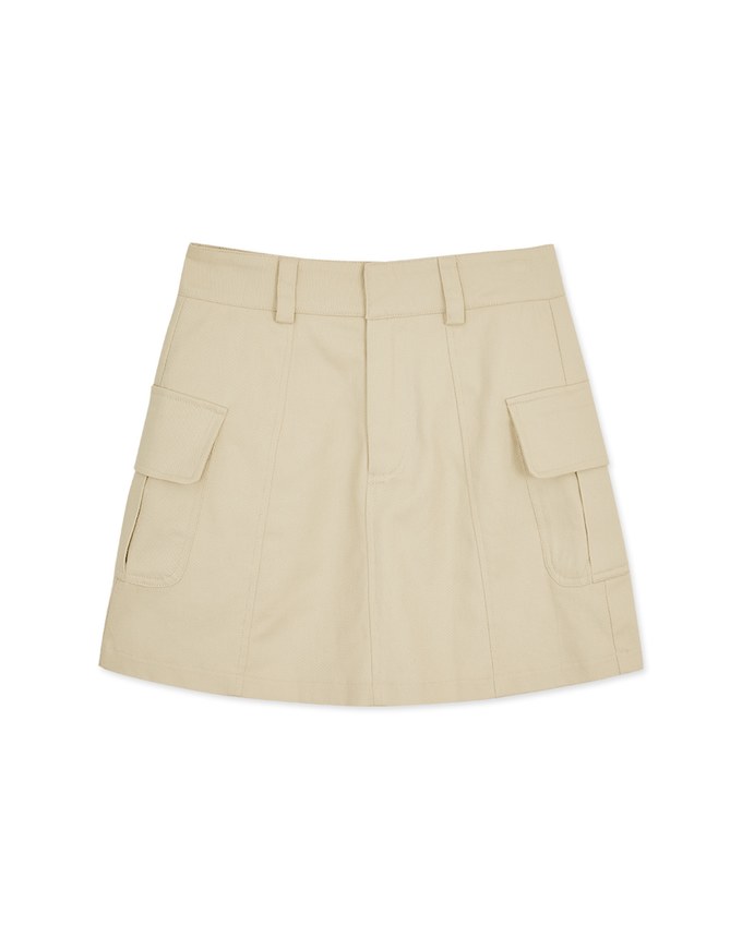 A Line High Waisted Cargo Style Skirt