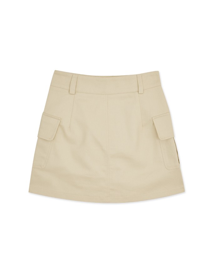 A Line High Waisted Cargo Style Skirt