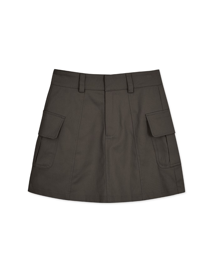 A Line High Waisted Cargo Style Skirt