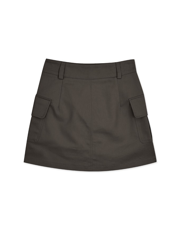 A Line High Waisted Cargo Style Skirt