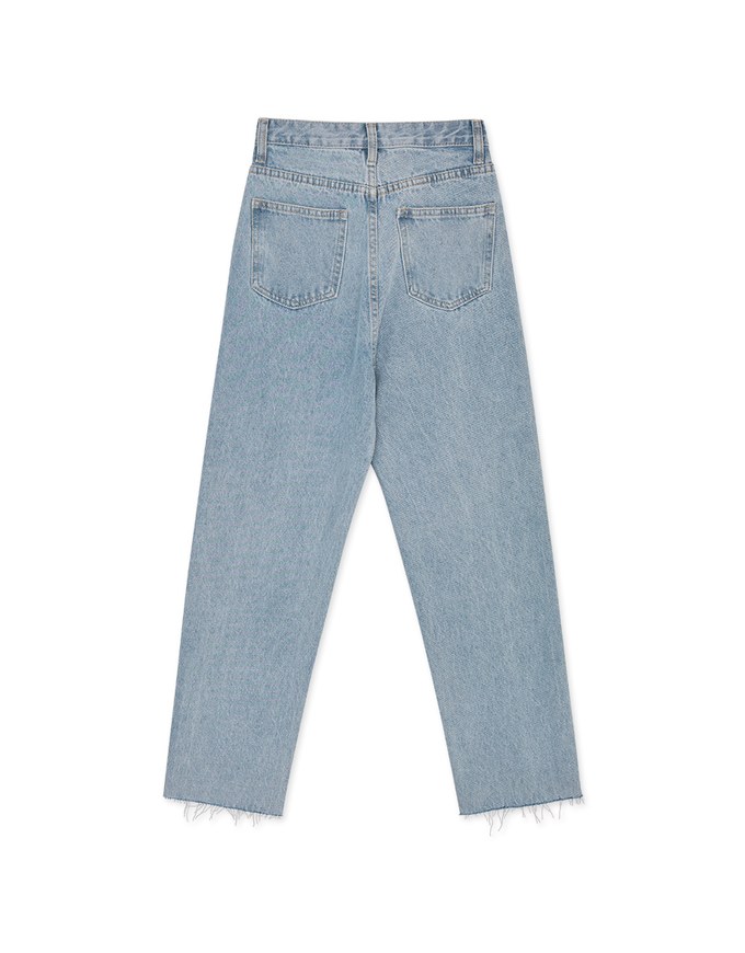 Stylish Cut Straight Leg Denim Jeans Pants