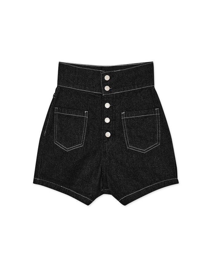 Super High Waisted Buttoned Denim Jeans Shorts