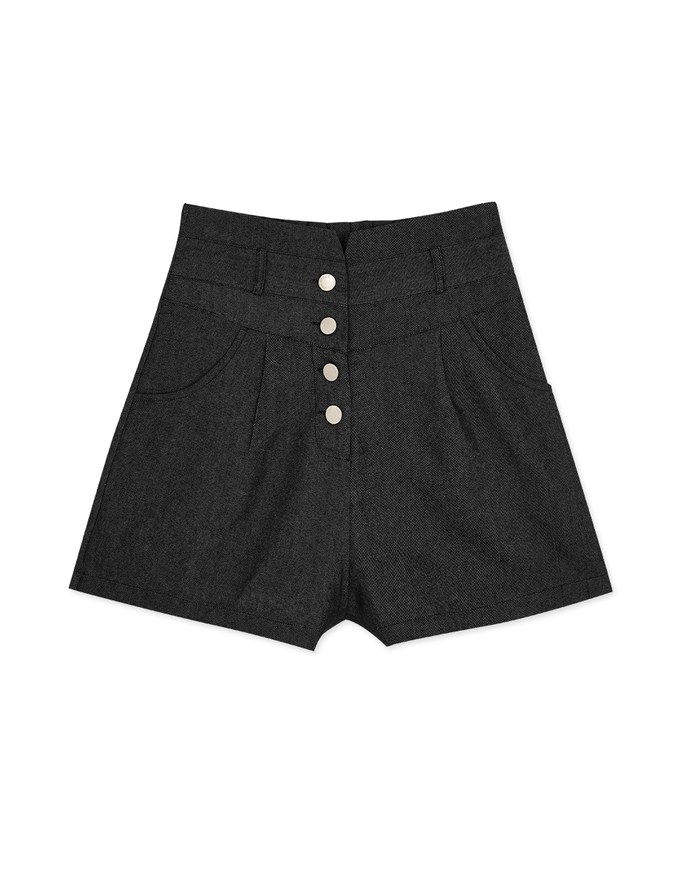 High Waisted Button Denim Jeans Shorts