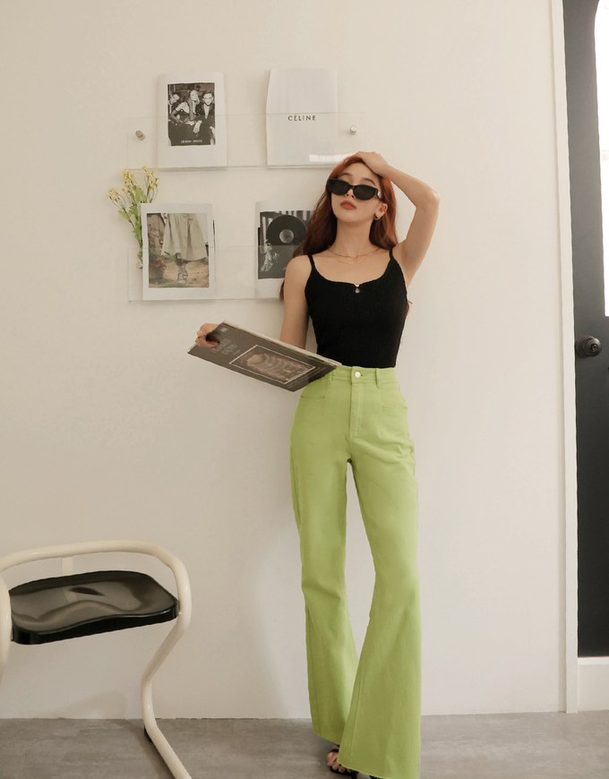 Washed Flare Denim Jeans Pants