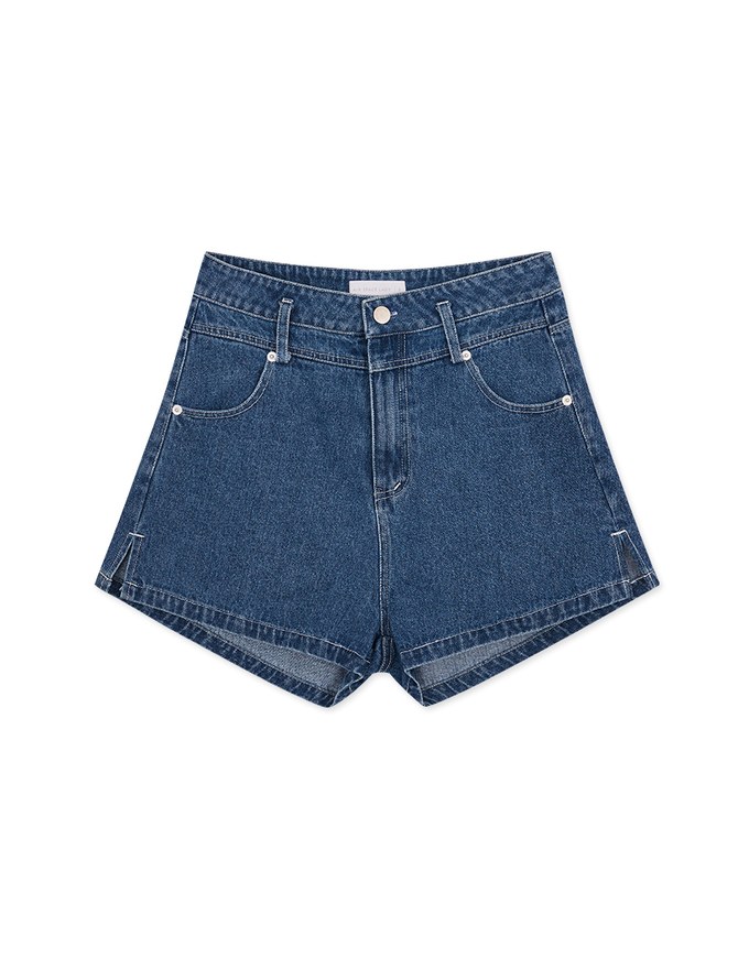 High Waisted Slit Denim Jeans Shorts