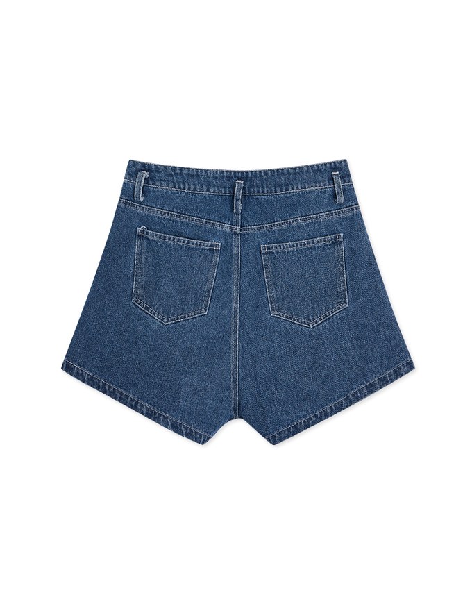 High Waisted Slit Denim Jeans Shorts