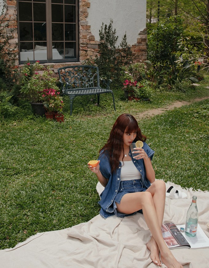High Waisted Slit Denim Jeans Shorts