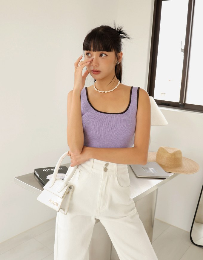 Wide Waist Denim Jeans Cropped Pants