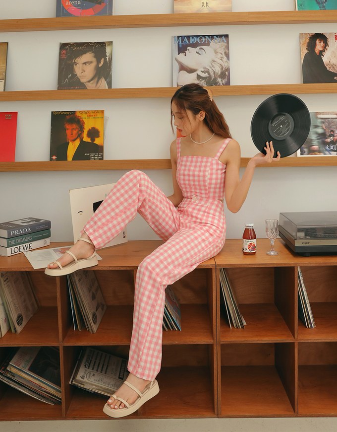 Versatile Checkered Straight Leg Pants