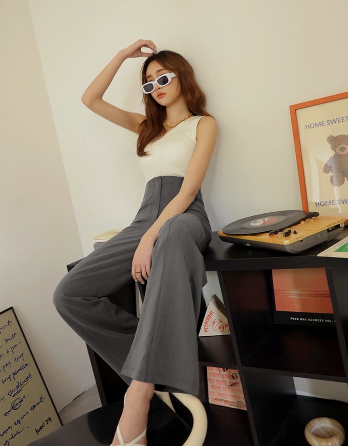 High Natural Waistline Suit Pants