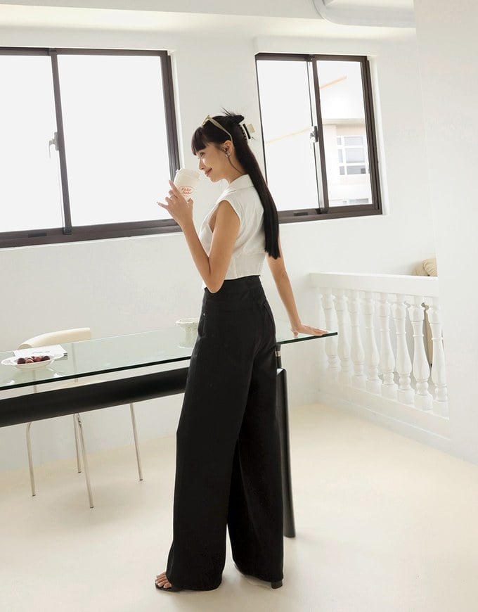 Drawstring Denim Jeans Straight Leg Pants