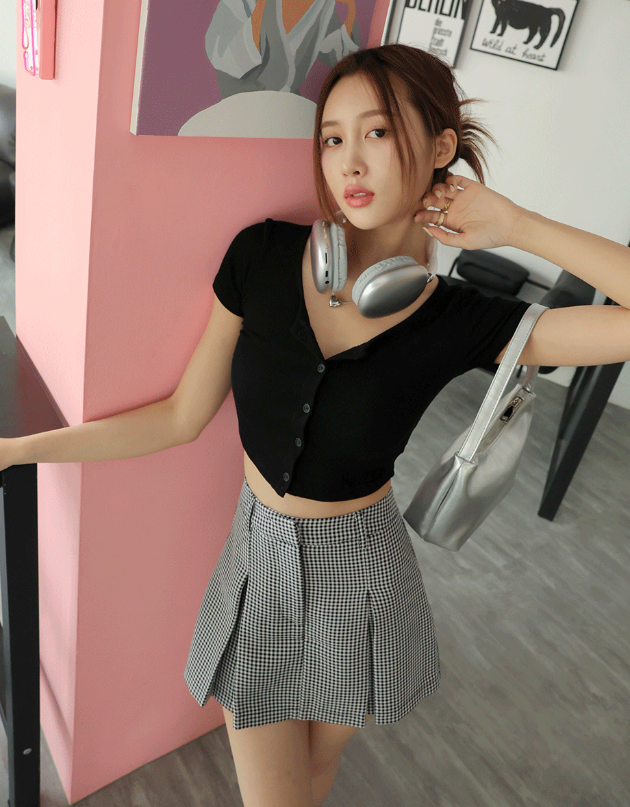 Dainty Check Pleated Skorts