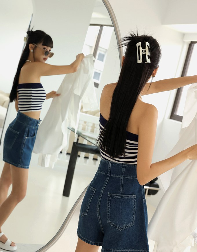 【Den!m LITE】Perfect Waistline Denim SHORTS Lightweigth Fabric Extra High Waisted Slimming Jeans Skirt DNA