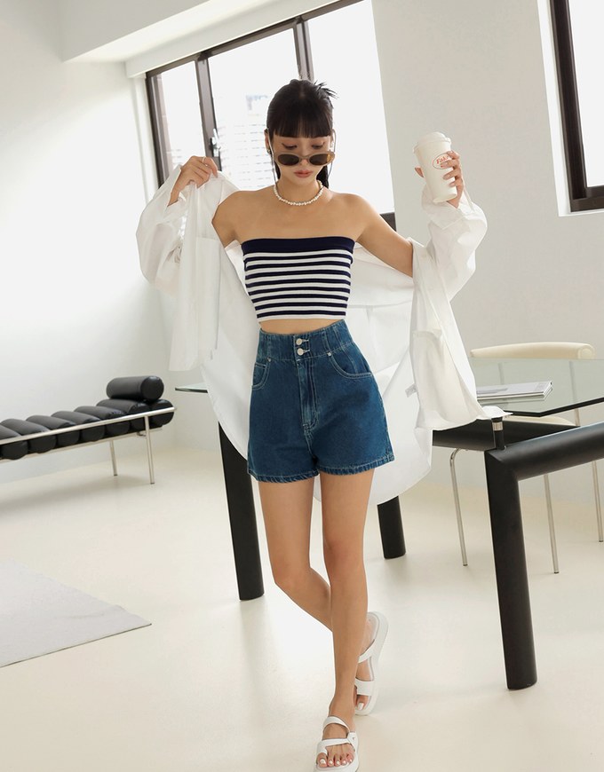 【Den!m LITE】Perfect Waistline Denim SHORTS Lightweigth Fabric Extra High Waisted Slimming Jeans Skirt DNA