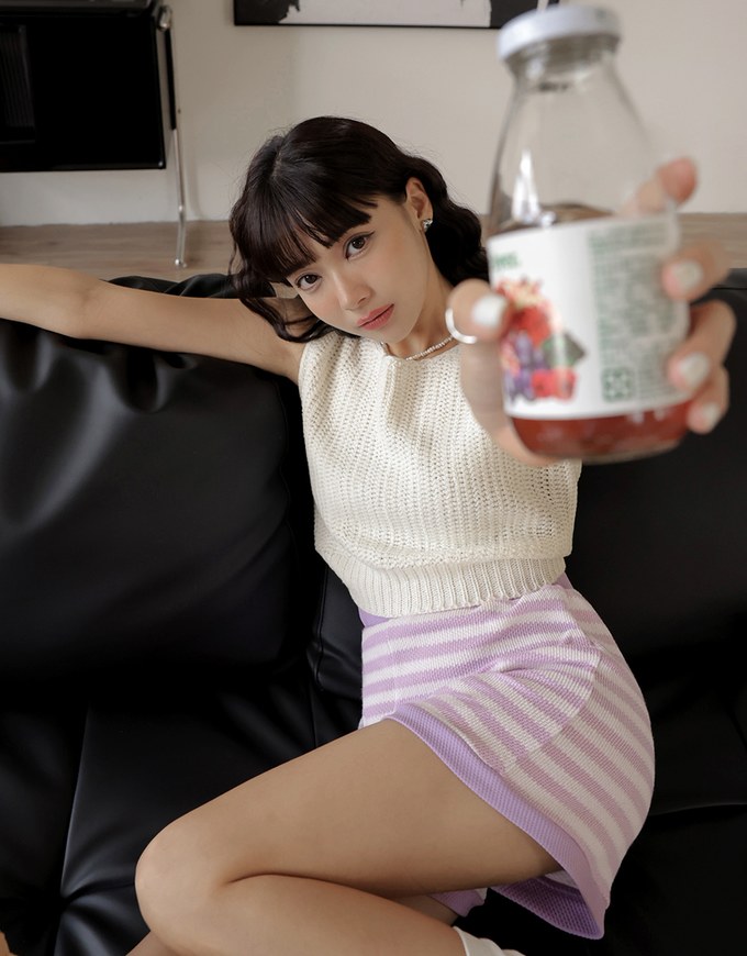 Knit Striped Elasticated Shorts