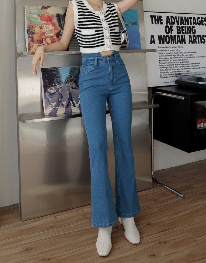 U-shaped Denim Jeans Flare Pants