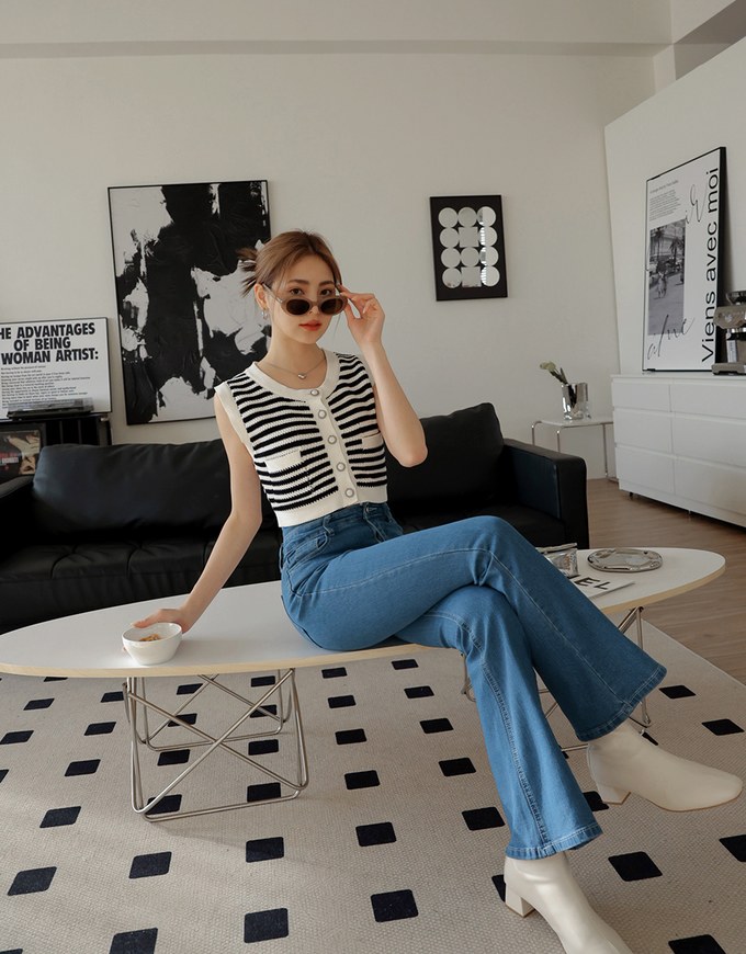 U-shaped Denim Jeans Flare Pants