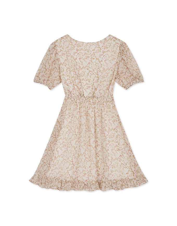 Floral Puff Sleeve Fishtail Mini Dress