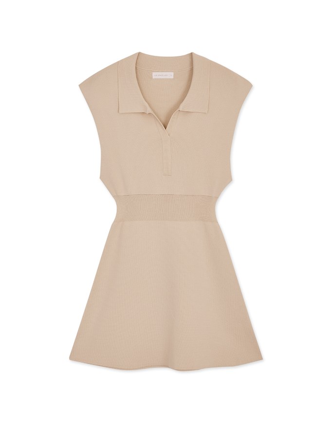 Lapel Collar Knit Vest Mini Dress