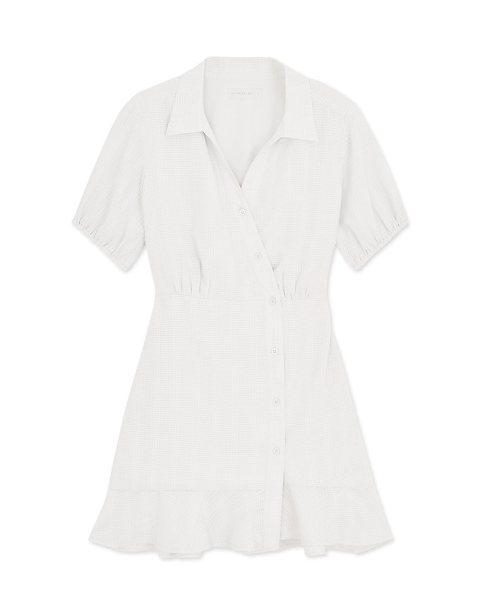 Diagonal Button Fishtail Mini Dress