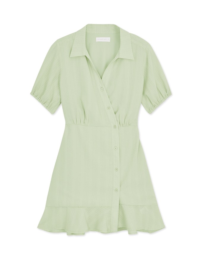 Diagonal Button Fishtail Mini Dress