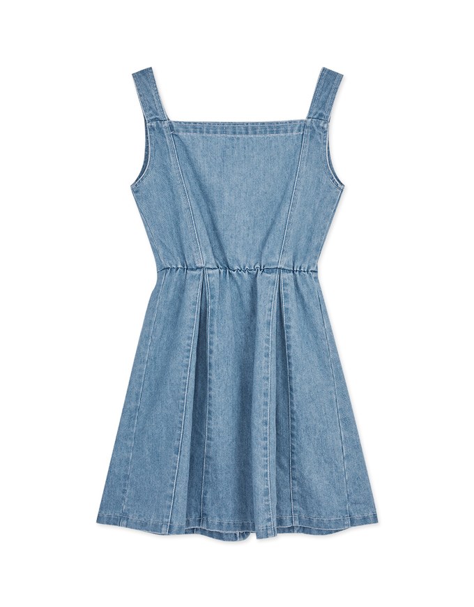 Button Denim Jeans Tank Mini Dress