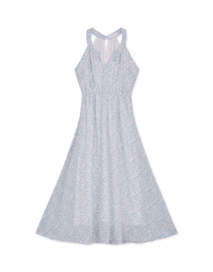 Cut Out Shoulder Floral Maxi Dress
