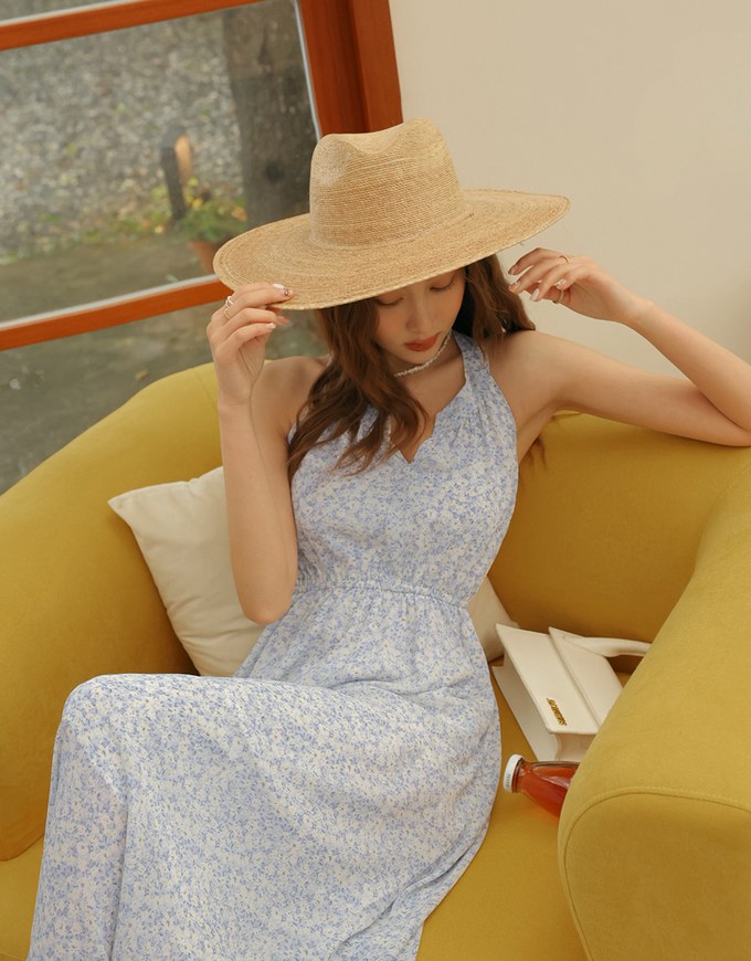 Cut Out Shoulder Floral Maxi Dress