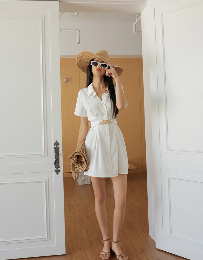 Scrunch Belted Mini Dress