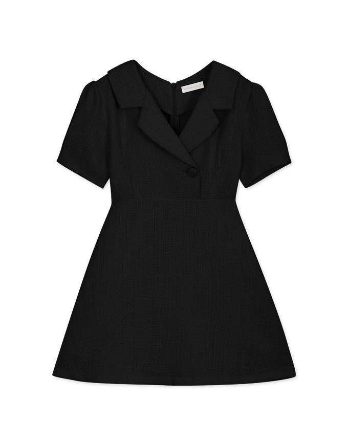 Tweed Lapel Single Button Mini Dress