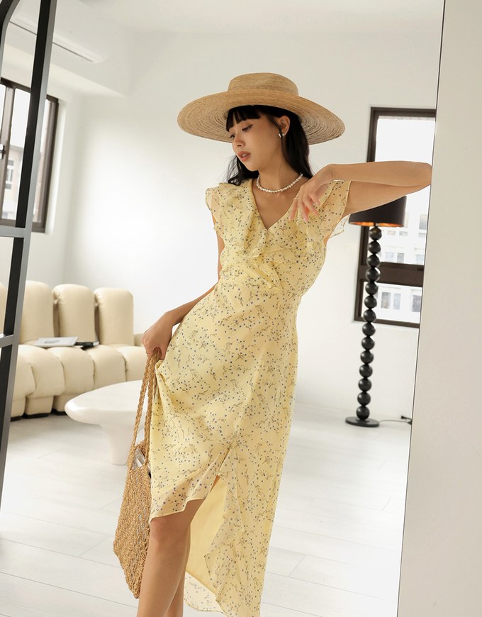 Romantic Irregular Hem Floral Maxi Dress