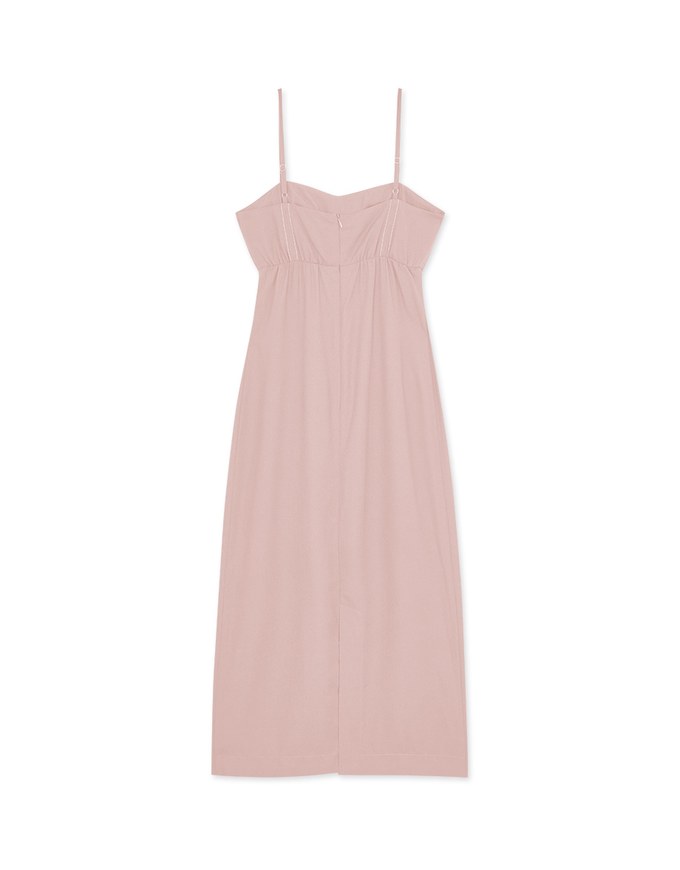 Seamline Thin Strap Slit Maxi Dress (With Padding)