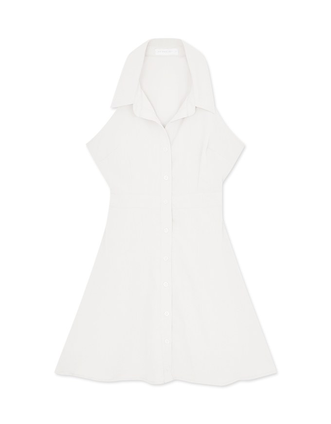 Collar Tie Back Ribbon Shirt Mini Dress