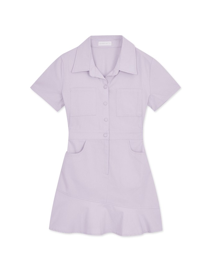 Lapel Button Fishtail Mini Dress