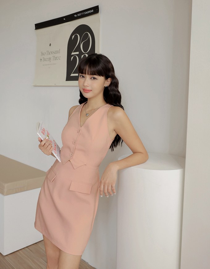 Edgy Smart V Neck Mini Dress