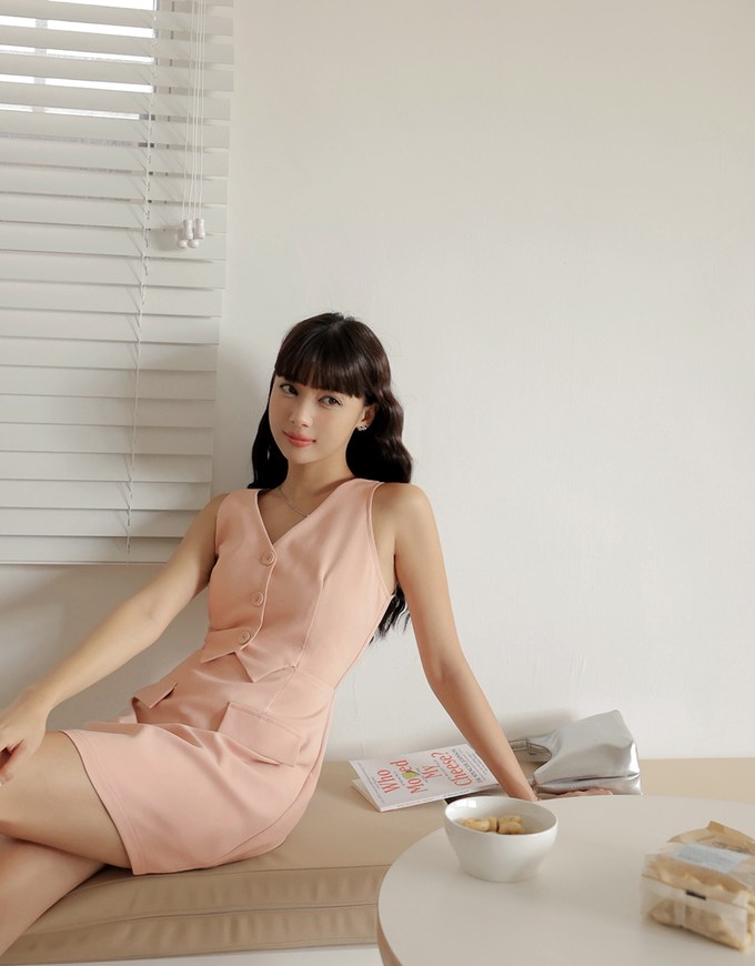 Edgy Smart V Neck Mini Dress