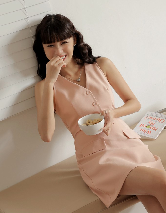 Edgy Smart V Neck Mini Dress