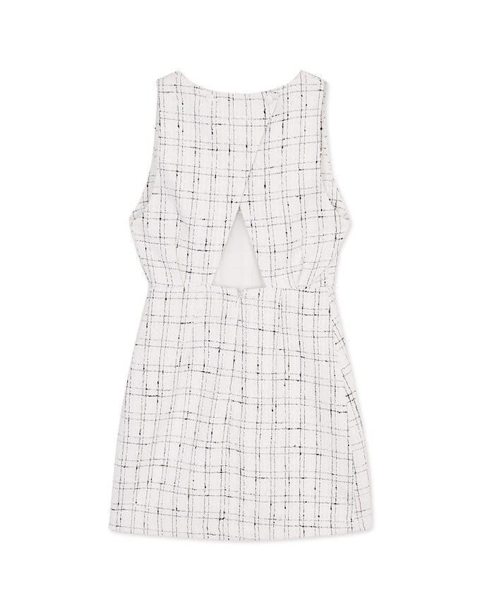 Plaid Back Hollow Mini Dress