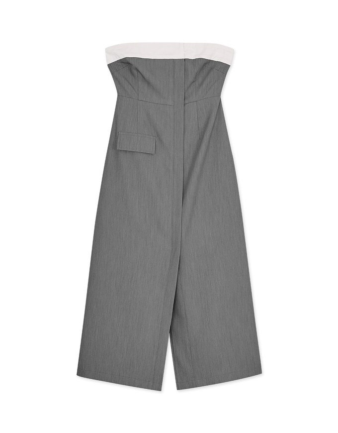 Colour Contrast Slit Tube Midi Dress