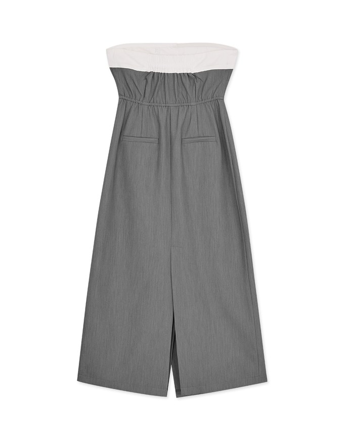 Colour Contrast Slit Tube Midi Dress
