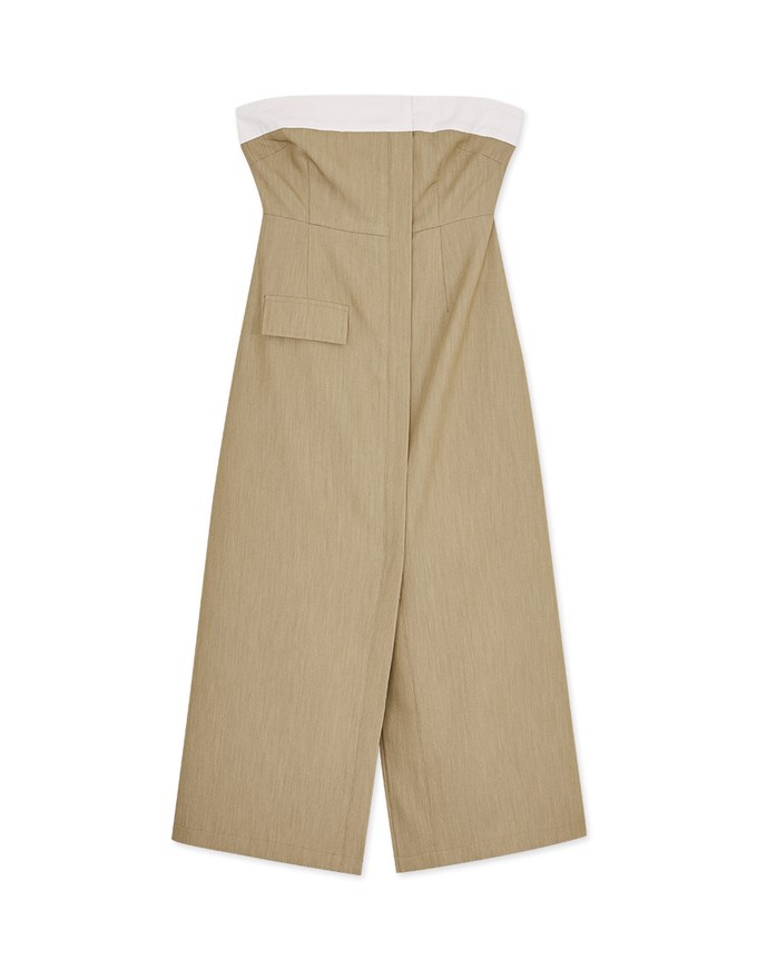 Colour Contrast Slit Tube Midi Dress
