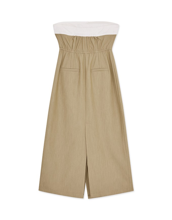 Colour Contrast Slit Tube Midi Dress