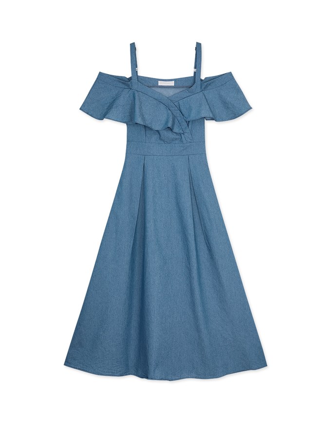 Elegant Ruffled Thin Strap Maxi Dress