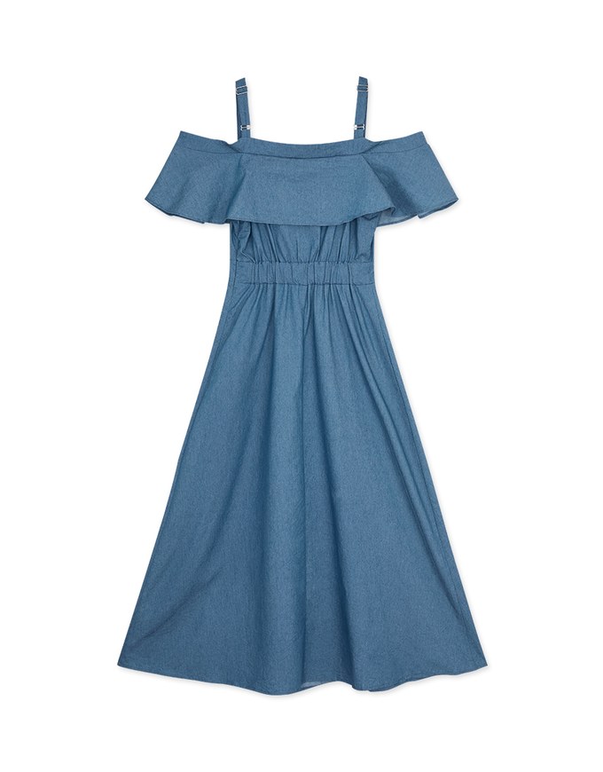 Elegant Ruffled Thin Strap Maxi Dress