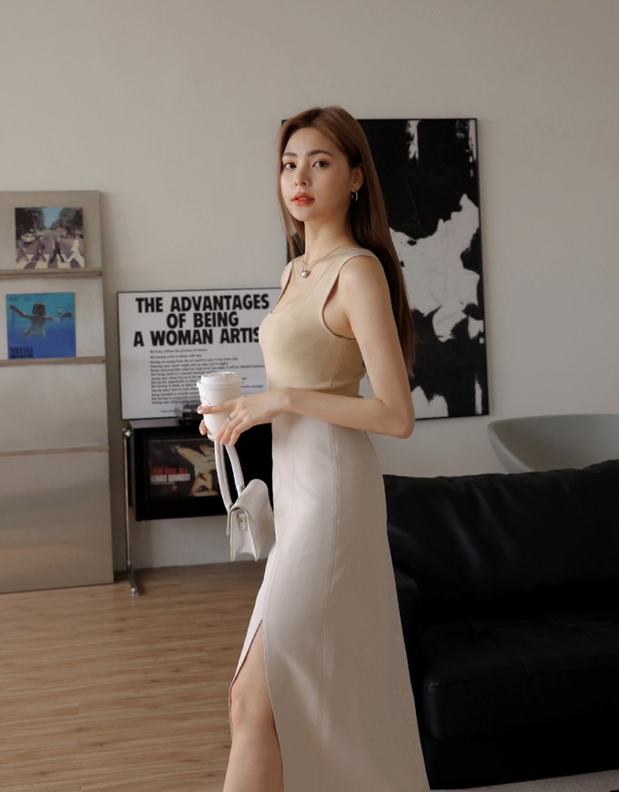Spliced Slit Tank Maxi Dress