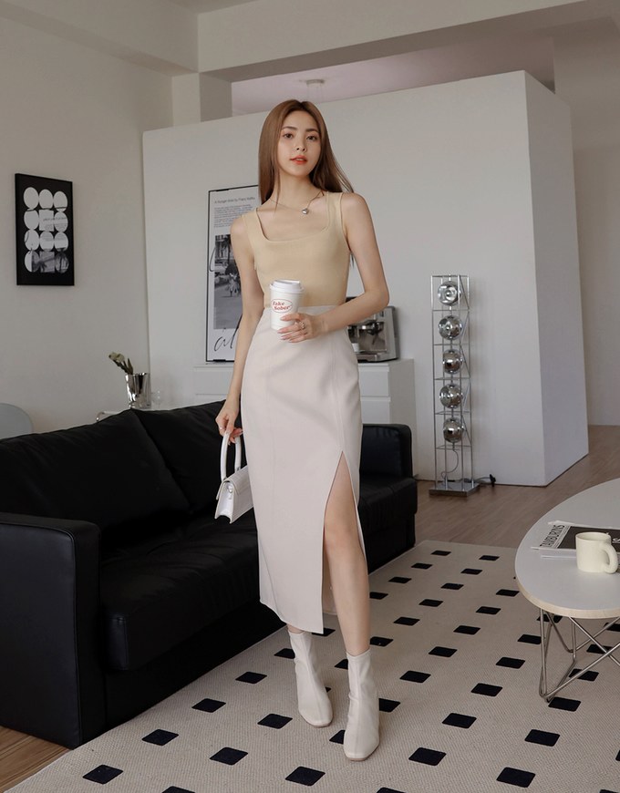 Spliced Slit Tank Maxi Dress